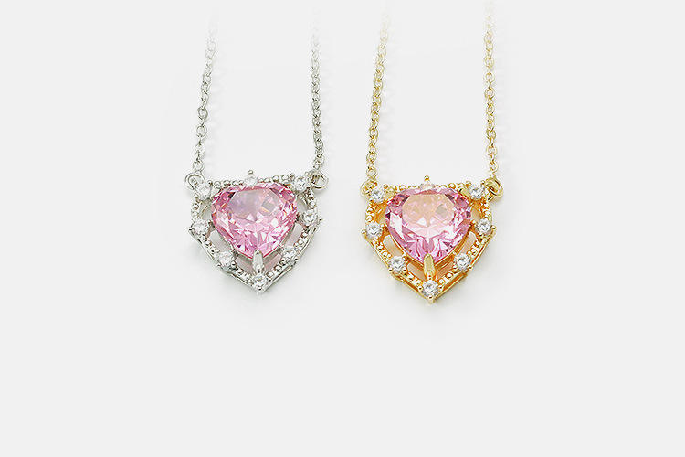 Pink Heart Dimond Necklace LIN117