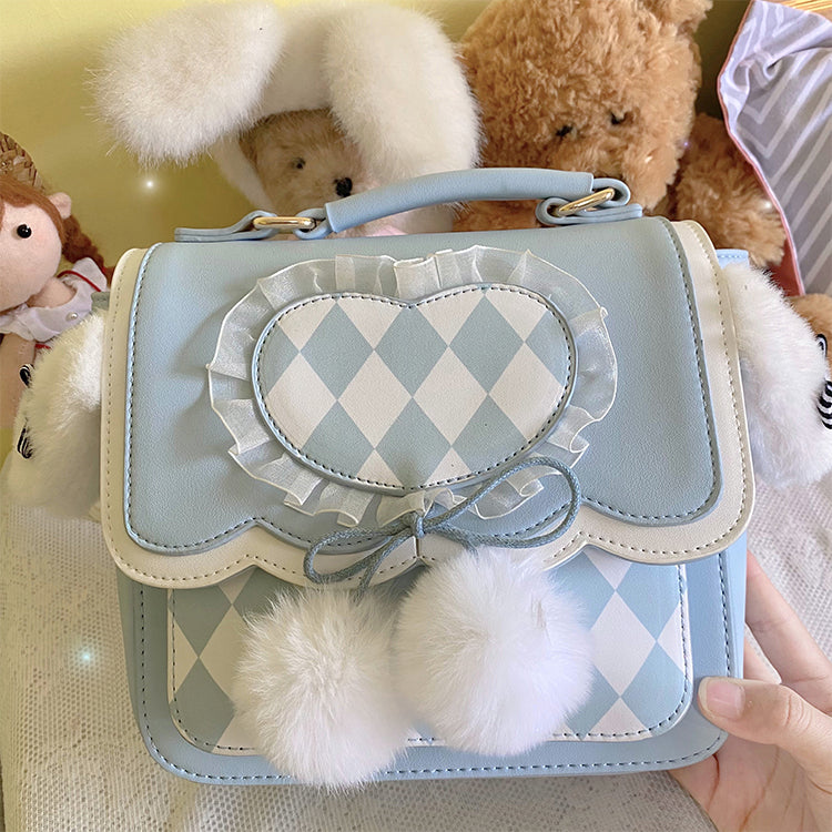 Kawaii Fluffy Bunny Ears Blue Lolita Backpack ON643 Wonderland Case