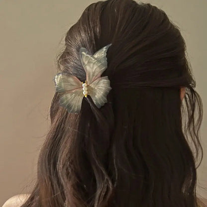 Kawaii Aesthetic Y2K Cute Fairy Pearl Mesh Butterfly Hair Clip MK Kawaii Store