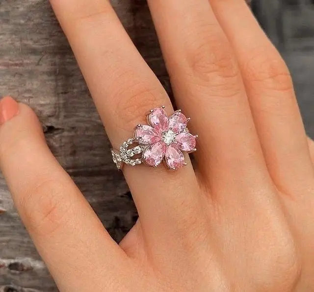 Kawaii Aesthetic Y2K Cute Fairy Pink Cherry Blossom Ring MK Kawaii Store