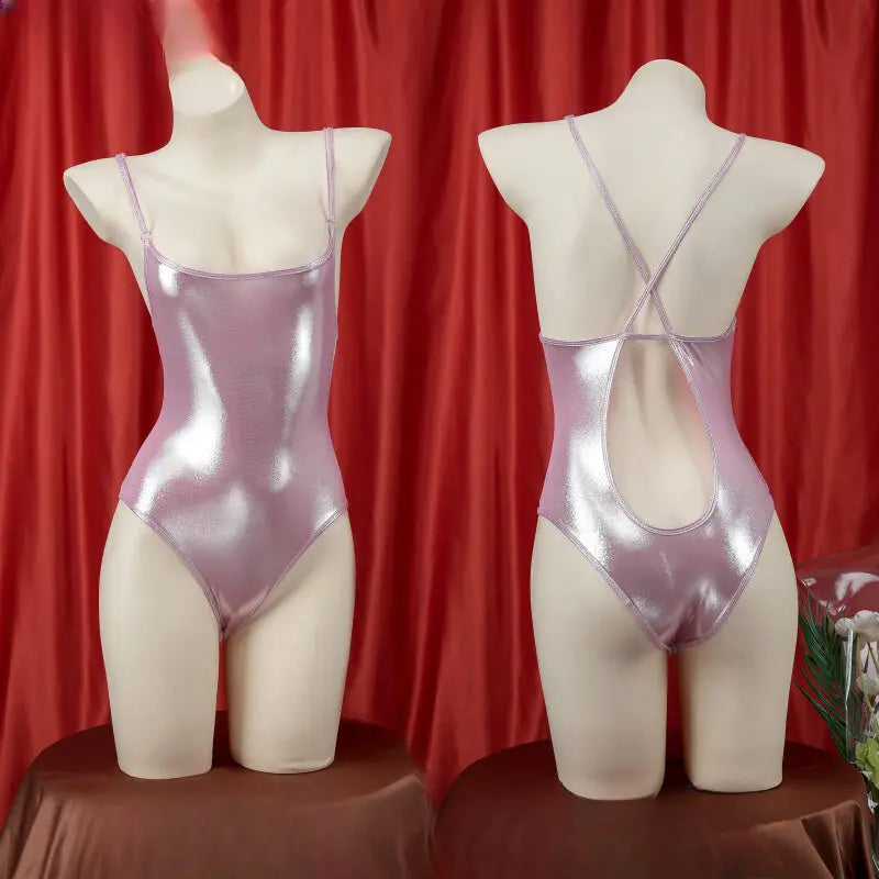 Kawaii Aesthetic Y2K Cute Fairy Rose Pink Shinny Bodysuit ON1234 MK Kawaii Store