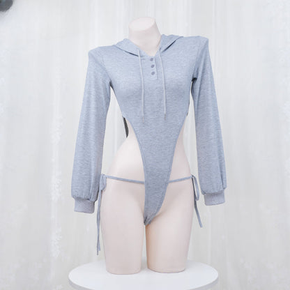 Cute Grey Hooded Bodysuit Sweater ON901 MK Kawaii Store