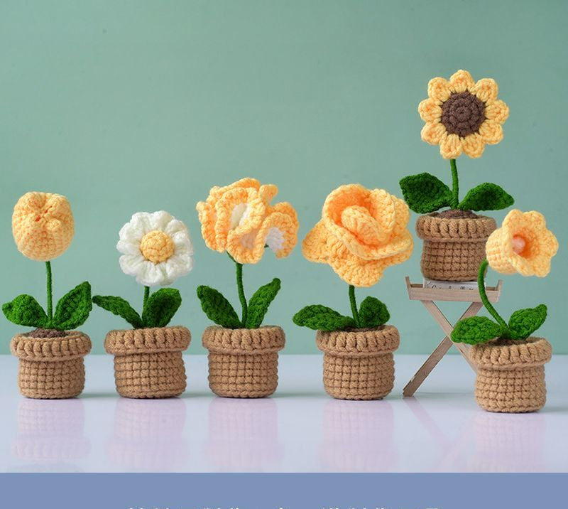 DIY Mini Woolen Flower Tulip Bouquets Potted Wonderland Case