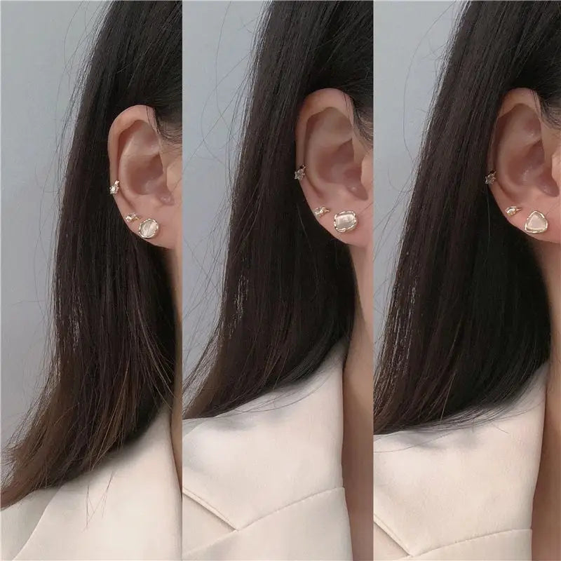 3 Pair Set:  Faux Crystal Alloy Earring-1