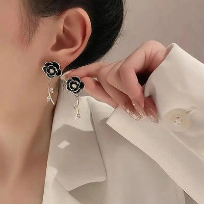 Flower Rhinestone Alloy Earring-1