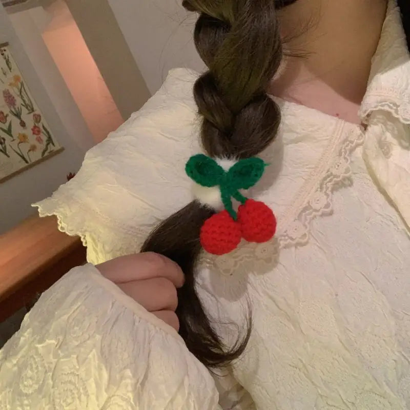 Fluffy Cherry Hair Tie-1