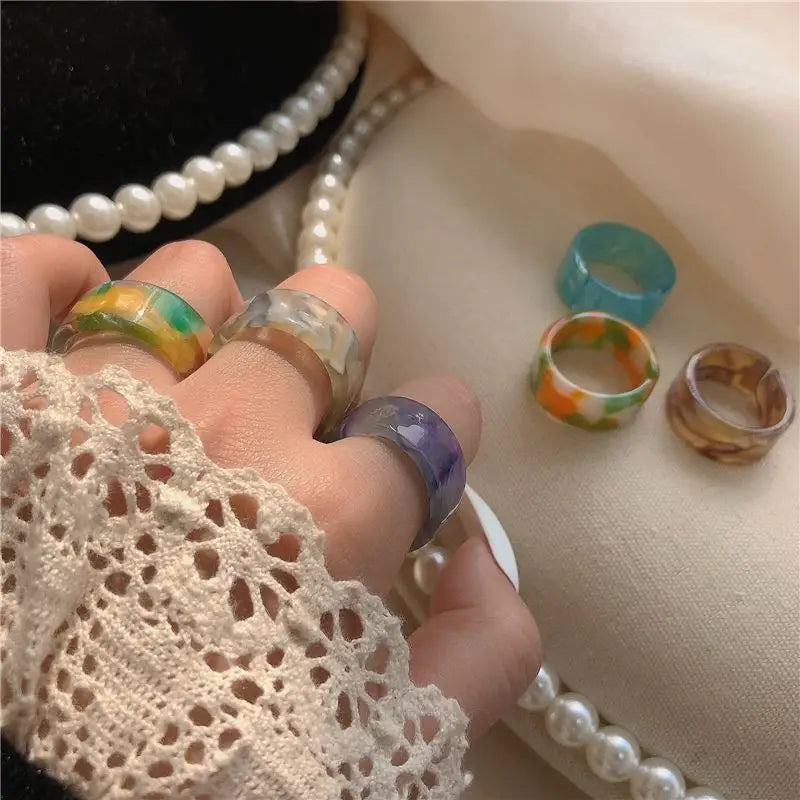Multicolored Resin Open Ring-2