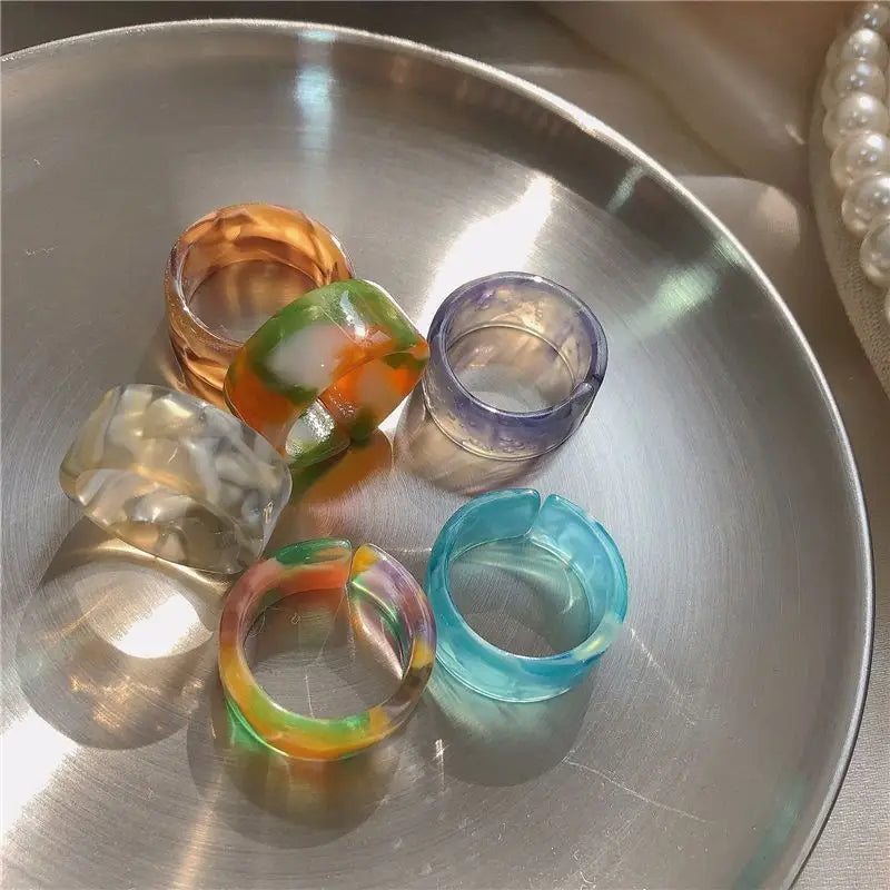 Multicolored Resin Open Ring-3