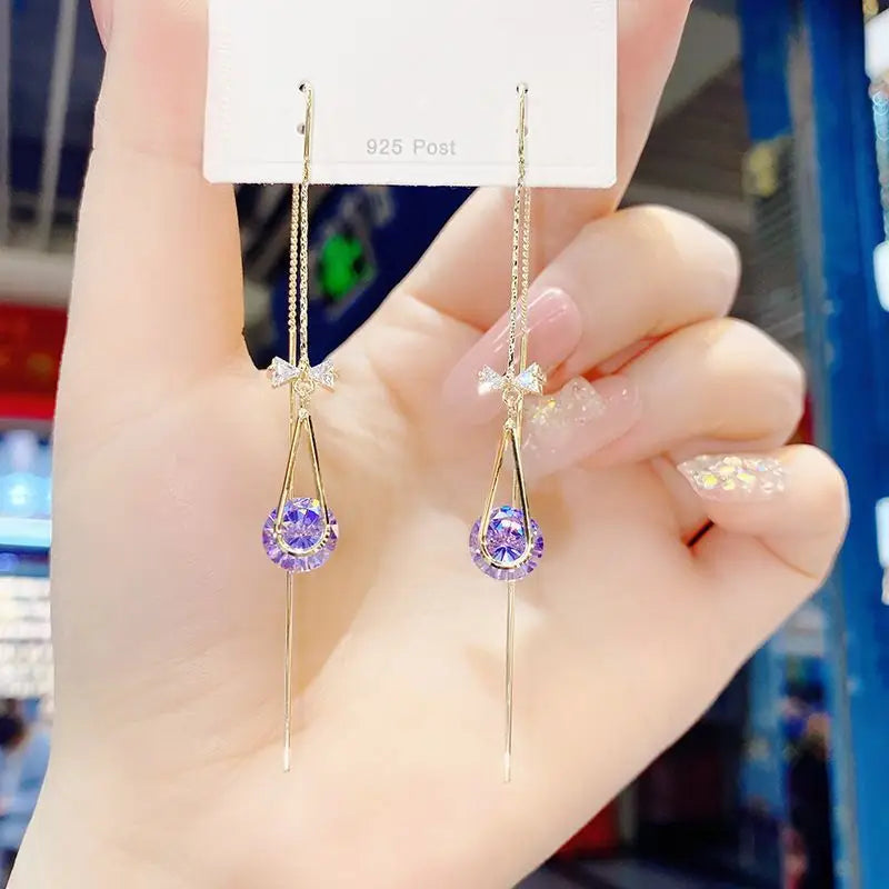 Rhinestone Alloy Dangle Earring-1