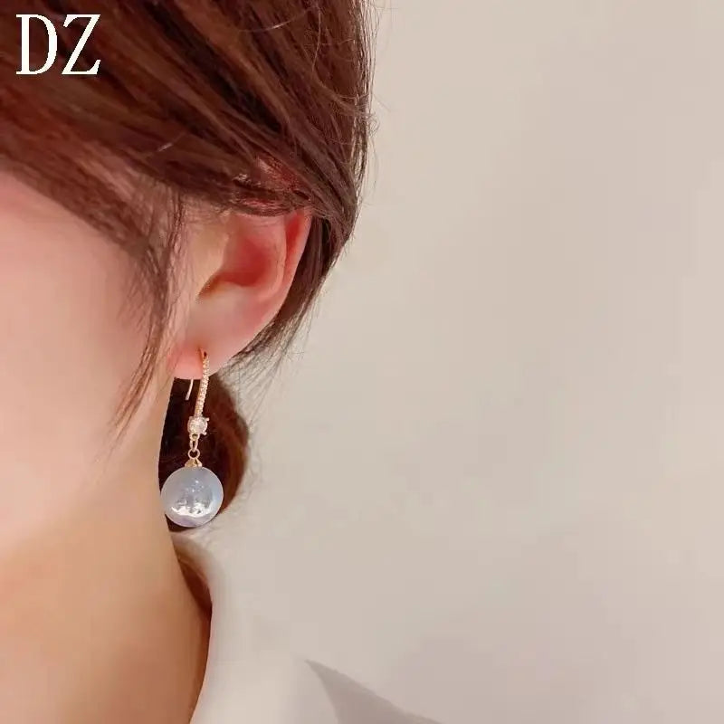 Rhinestone Faux Pearl Alloy Dangle Earring-1