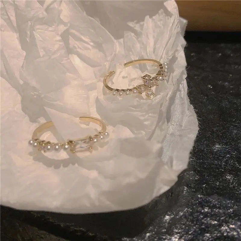 Rhinestone Faux Pearl Ring (Various Designs)-3