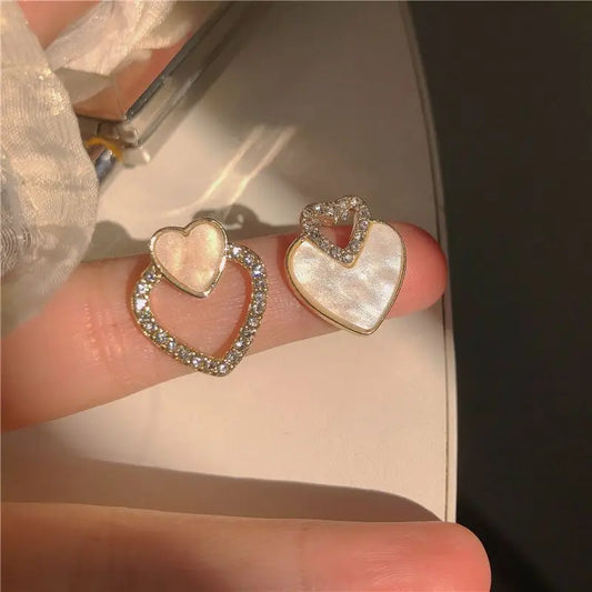 Rhinestone Heart Earring / Clip-On Earring-1