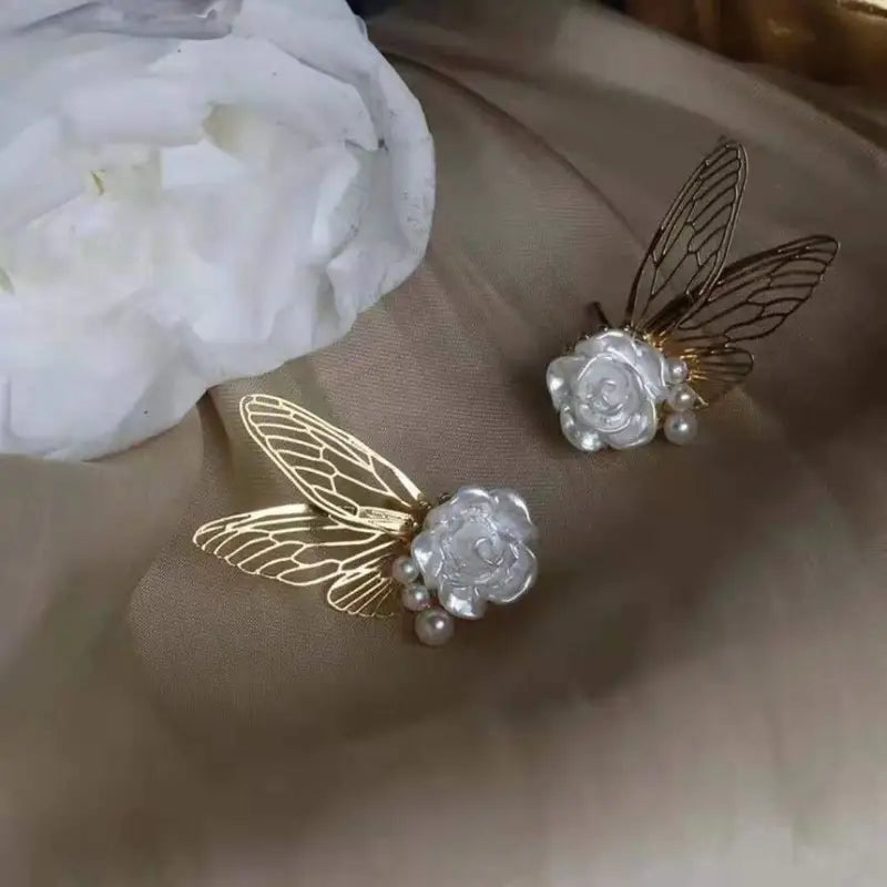 Rose Butterfly Alloy Earring-1