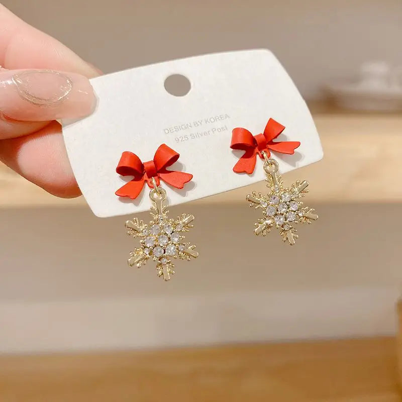 Snowflake Rhinestone Drop Earring-1