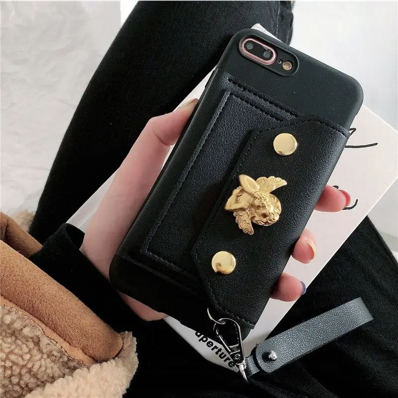 Angel Alloy Faux Leather Phone Case - iPhone 12 Pro Max / 12 Pro / 12 / 12 mini / 11 Pro Max / 11 Pro / 11 / SE / XS Max / XS / XR / X / SE 2 / 8 / 8 Plus / 7 / 7 Plus-3