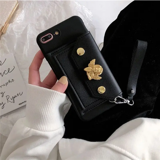 Angel Alloy Faux Leather Phone Case - iPhone 12 Pro Max / 12 Pro / 12 / 12 mini / 11 Pro Max / 11 Pro / 11 / SE / XS Max / XS / XR / X / SE 2 / 8 / 8 Plus / 7 / 7 Plus-1