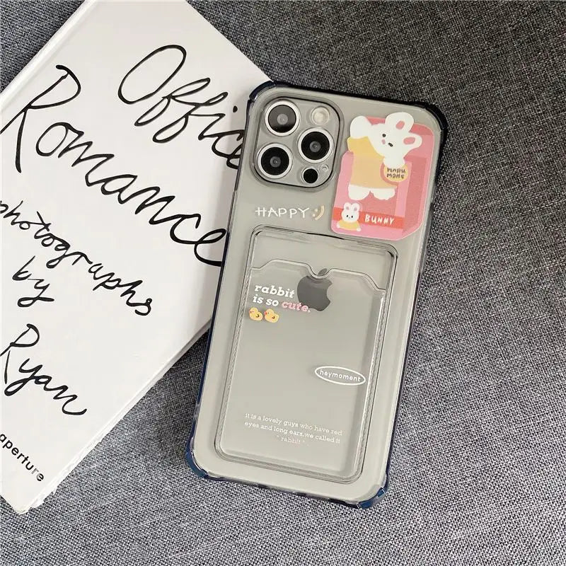 Animal Card Holder Transparent Phone Case - iPhone 12 Pro 