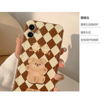 Argyle Bear Phone Case - Iphone 7 / 8 / Se, 7 Plus / 8 Plus, X / Xs, Xs Max, Xr, 11, 11 Pro, 11 Pro Max, 12 Mini, 12, 12 Pro, 12 Pro Max, 13mini, 13, 13pro, 13pro Max-23