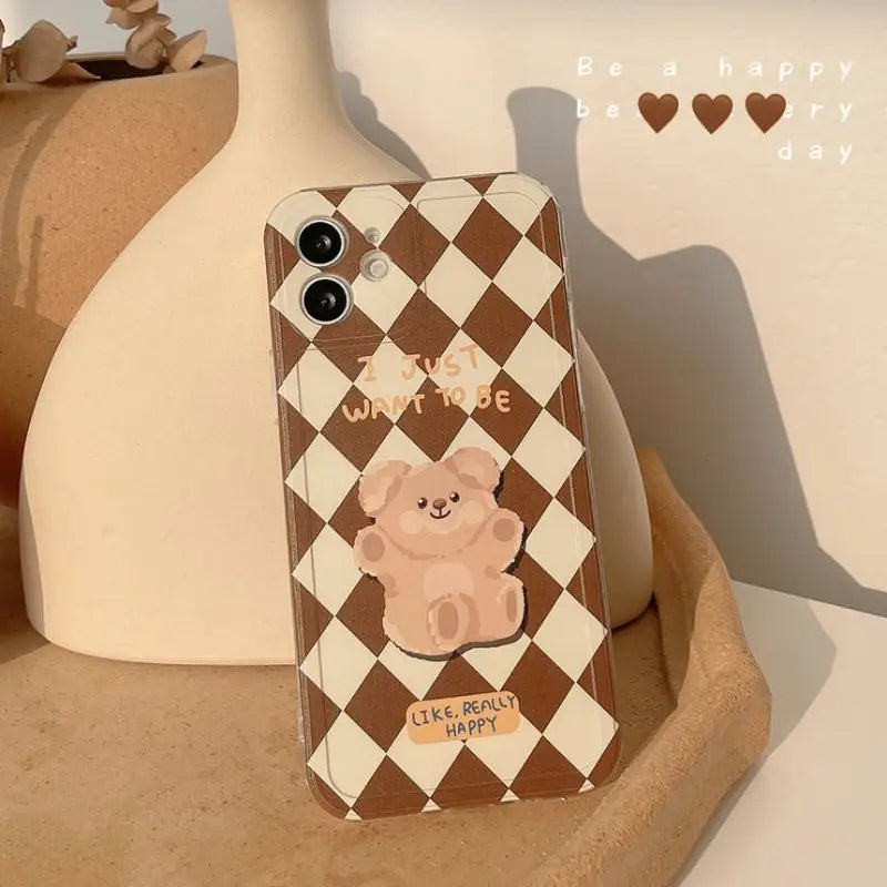 Argyle Bear Phone Case - Iphone 7 / 8 / Se, 7 Plus / 8 Plus, X / Xs, Xs Max, Xr, 11, 11 Pro, 11 Pro Max, 12 Mini, 12, 12 Pro, 12 Pro Max, 13mini, 13, 13pro, 13pro Max-4