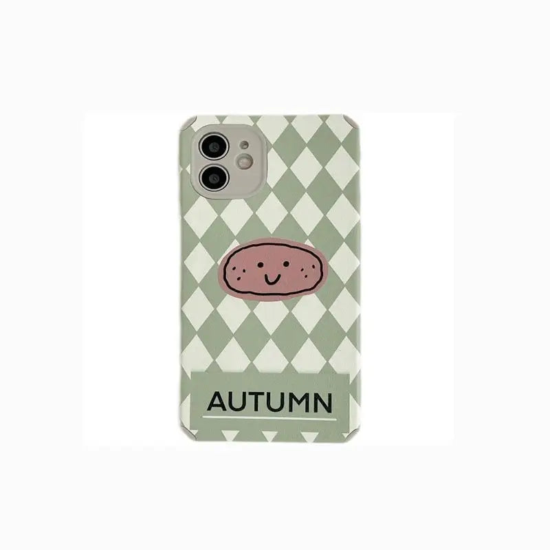 Argyle Cartoon Print Phone Case - iPhone 13 Pro Max / 13 Pro / 13 / 12 Pro Max / 12 Pro / 12 / 11 Pro Max / 11 Pro / 11 / XS Max / XR / XS / X / 8 Plus / 7 Plus / 8 / 7 / SE 2-14