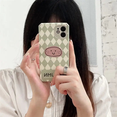 Argyle Cartoon Print Phone Case - iPhone 13 Pro Max / 13 Pro / 13 / 12 Pro Max / 12 Pro / 12 / 11 Pro Max / 11 Pro / 11 / XS Max / XR / XS / X / 8 Plus / 7 Plus / 8 / 7 / SE 2-2