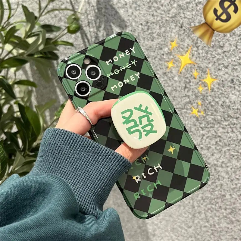 Argyle  Lettering Stand Phone Case - iPhone 13 Pro Max / 13 Pro / 13 / 12 Pro Max / 12 Pro / 12 / 11 Pro Max / 11 Pro / 11 / XS Max / XR / XS / X / 8 Plus / 7 Plus-4