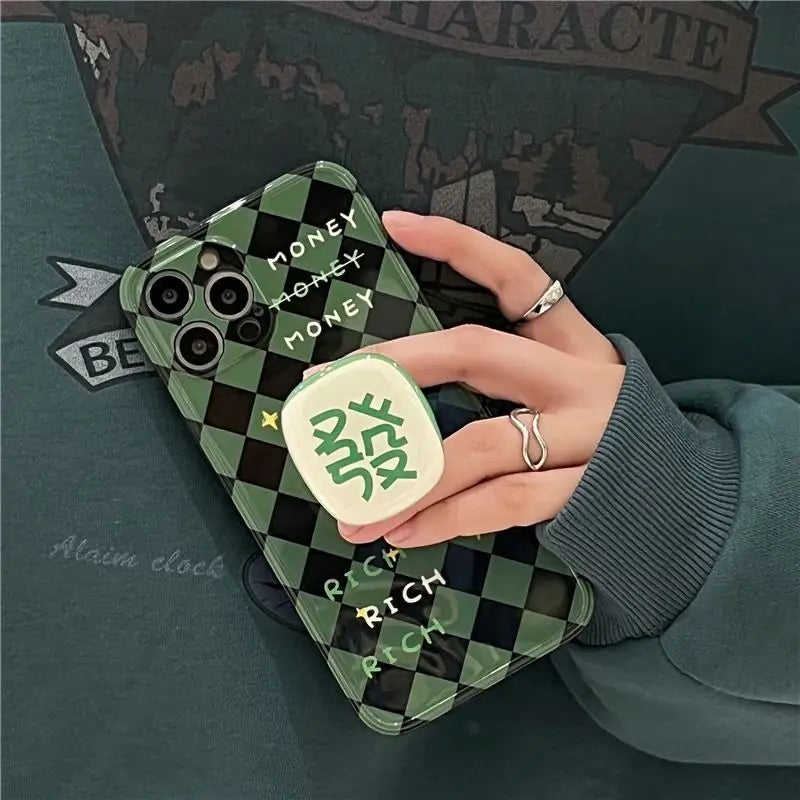 Argyle  Lettering Stand Phone Case - iPhone 13 Pro Max / 13 Pro / 13 / 12 Pro Max / 12 Pro / 12 / 11 Pro Max / 11 Pro / 11 / XS Max / XR / XS / X / 8 Plus / 7 Plus-6