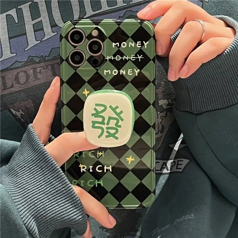 Argyle  Lettering Stand Phone Case - iPhone 13 Pro Max / 13 Pro / 13 / 12 Pro Max / 12 Pro / 12 / 11 Pro Max / 11 Pro / 11 / XS Max / XR / XS / X / 8 Plus / 7 Plus-2