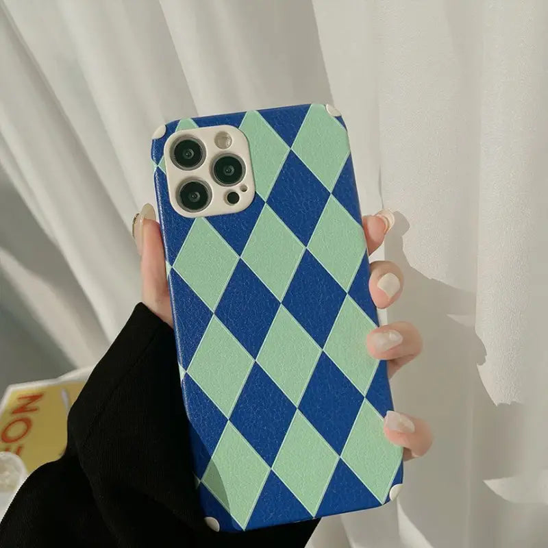 Argyle Phone Case - iPhone 13 Pro Max / 13 Pro / 13 / 13 mini / 12 Pro Max / 12 Pro / 12 / 12 mini / 11 Pro Max / 11 Pro / 11 / SE / XS Max / XS / XR / X / SE 2 / 8 / 8 Plus / 7 / 7 Plus-15