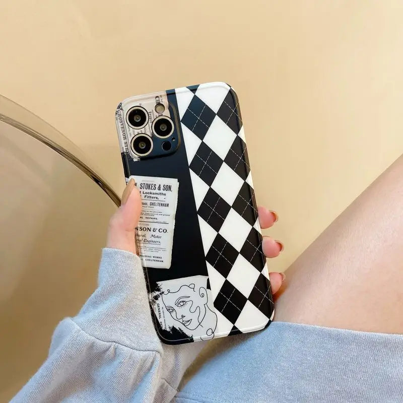 Argyle Phone Case - iPhone 7 Plus / 8 Plus / X / XR / XS / XS Max / 11 / 11 Pro / 11 Pro Max / 12 / 12 Pro / 12 Pro Max / 13 / 13 Pro / 13 Pro Max-3