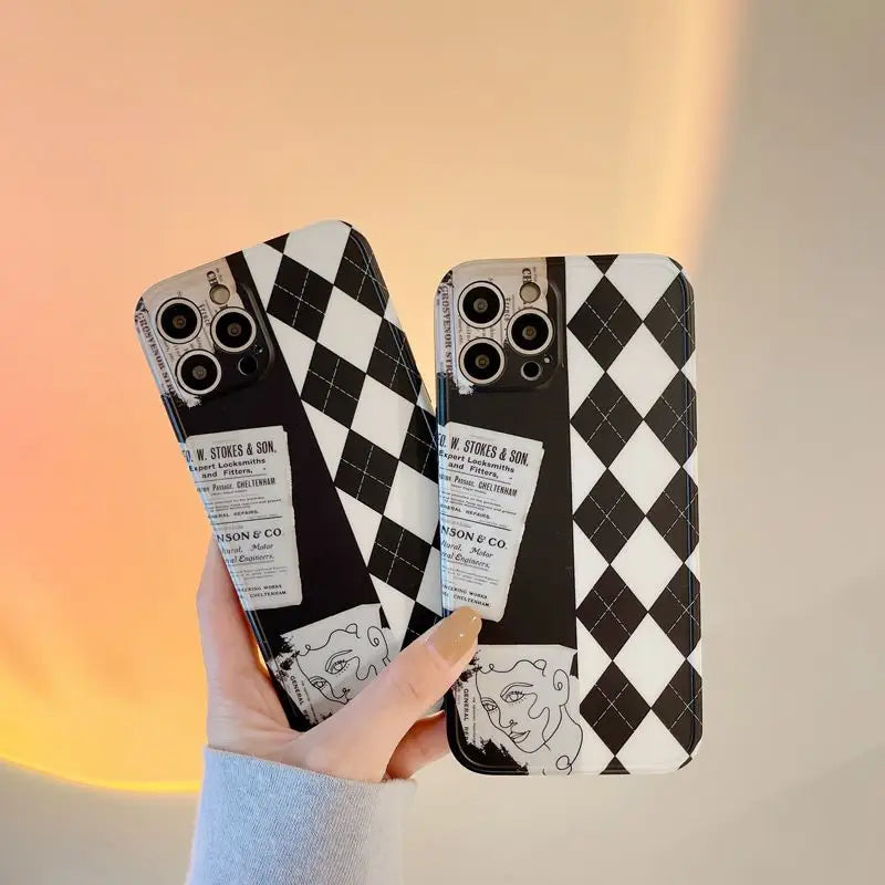 Argyle Phone Case - iPhone 7 Plus / 8 Plus / X / XR / XS / XS Max / 11 / 11 Pro / 11 Pro Max / 12 / 12 Pro / 12 Pro Max / 13 / 13 Pro / 13 Pro Max-7