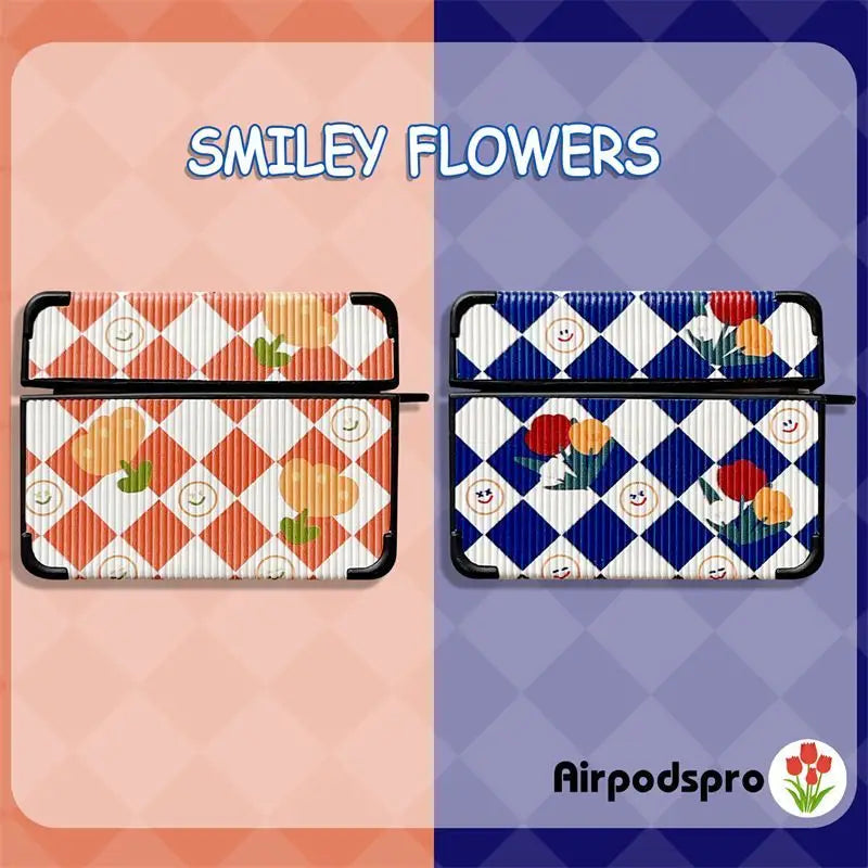 Argyle Plaid Flower AirPods Earphone Case Skin-4