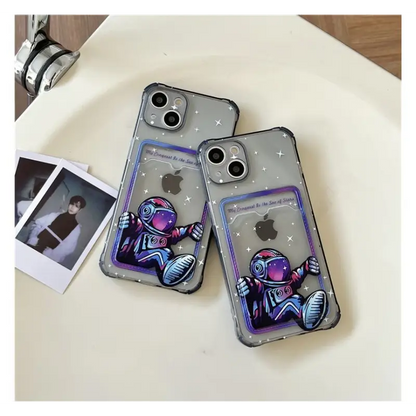 Astronaut Card Holder Transparent Phone Case - iPhone 13 Pro