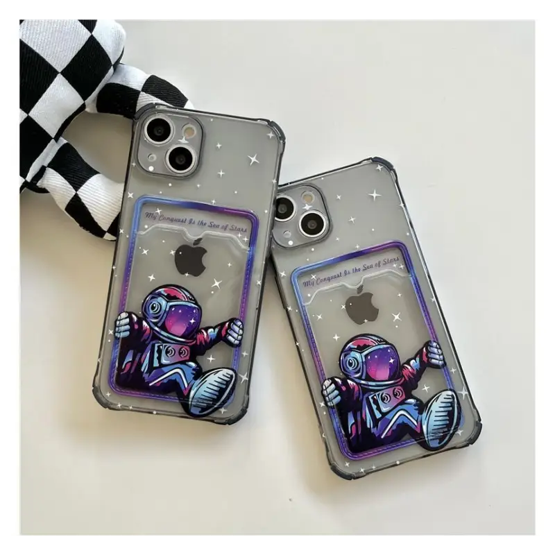 Astronaut Card Holder Transparent Phone Case - iPhone 13 Pro