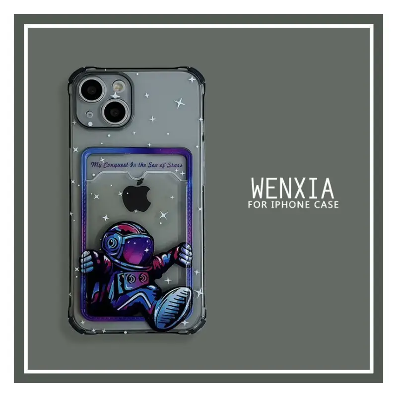 Astronaut Card Holder Transparent Phone Case - iPhone 13 Pro