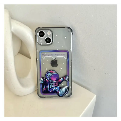 Astronaut Card Holder Transparent Phone Case - iPhone 13 Pro