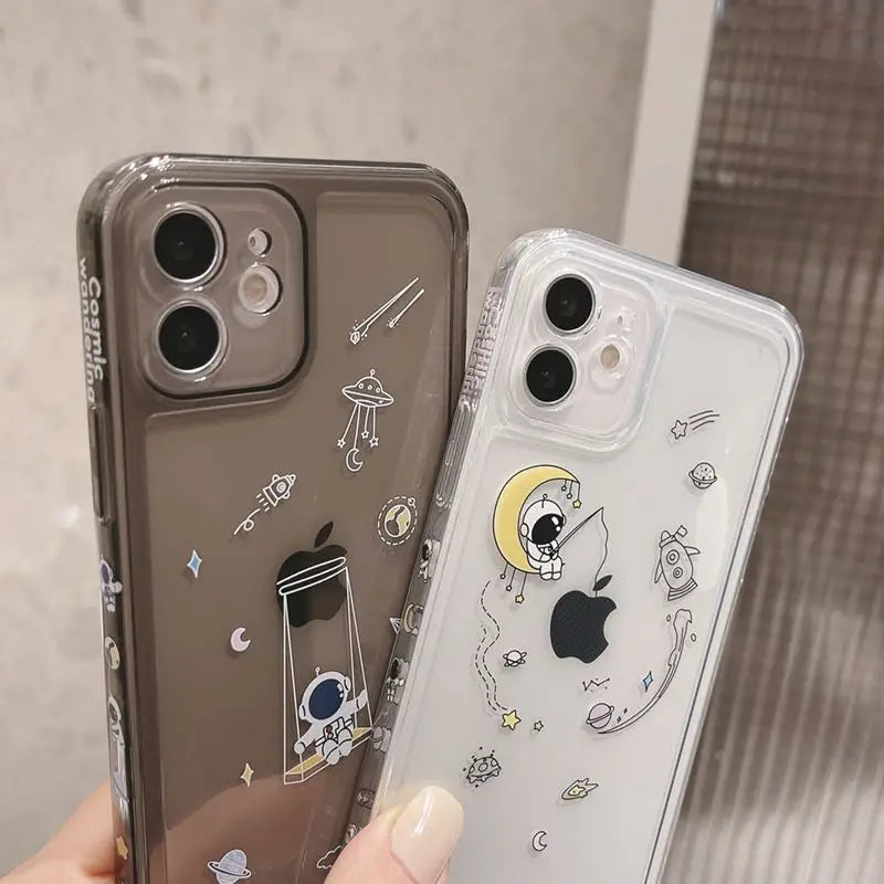 Astronaut Print Transparent Phone Case - iPhone 12 Pro Max / 12 Pro / 12 / 12 mini / 11 Pro Max / 11 Pro / 11 / SE / XS Max / XS / XR / X / SE 2 / 8 / 8 Plus / 7 / 7 Plus-3