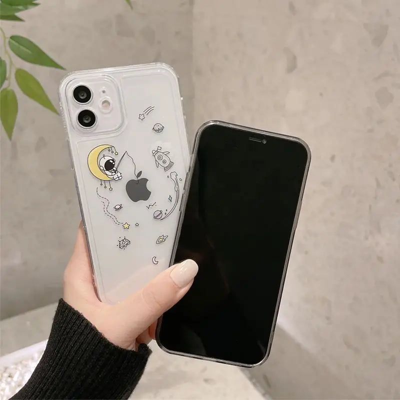 Astronaut Print Transparent Phone Case - iPhone 12 Pro Max / 12 Pro / 12 / 12 mini / 11 Pro Max / 11 Pro / 11 / SE / XS Max / XS / XR / X / SE 2 / 8 / 8 Plus / 7 / 7 Plus-11