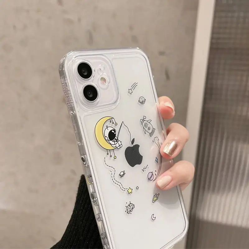 Astronaut Print Transparent Phone Case - iPhone 12 Pro Max / 12 Pro / 12 / 12 mini / 11 Pro Max / 11 Pro / 11 / SE / XS Max / XS / XR / X / SE 2 / 8 / 8 Plus / 7 / 7 Plus-22