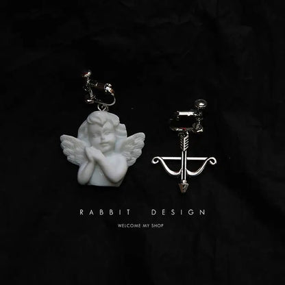 Asymmetrical Cupid Angel Drop Earring - Fancy Earrings