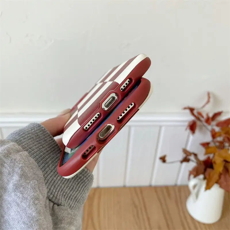 Asymmetrical Plaid Phone Case - iPhone 13 Pro Max / 13 Pro / 13 / 12 Pro Max / 12 Pro / 12 / 11 Pro Max / 11 Pro / 11 / XS Max / XR / XS / X / 8 Plus / 7 Plus-9