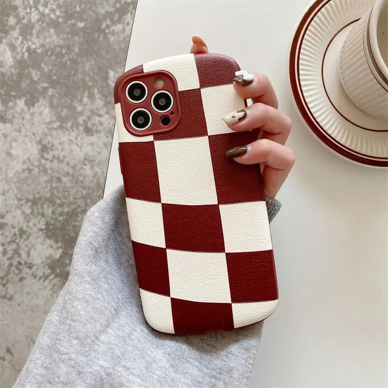 Asymmetrical Plaid Phone Case - iPhone 13 Pro Max / 13 Pro / 13 / 12 Pro Max / 12 Pro / 12 / 11 Pro Max / 11 Pro / 11 / XS Max / XR / XS / X / 8 Plus / 7 Plus-12