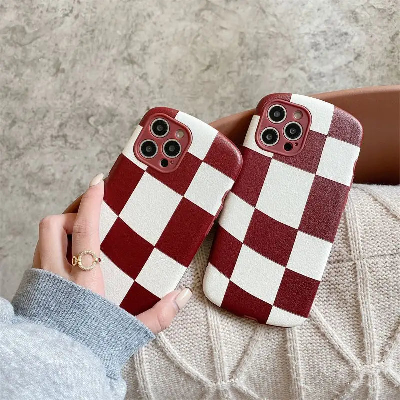 Asymmetrical Plaid Phone Case - iPhone 13 Pro Max / 13 Pro / 13 / 12 Pro Max / 12 Pro / 12 / 11 Pro Max / 11 Pro / 11 / XS Max / XR / XS / X / 8 Plus / 7 Plus-6