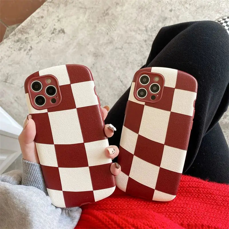 Asymmetrical Plaid Phone Case - iPhone 13 Pro Max / 13 Pro / 13 / 12 Pro Max / 12 Pro / 12 / 11 Pro Max / 11 Pro / 11 / XS Max / XR / XS / X / 8 Plus / 7 Plus-3