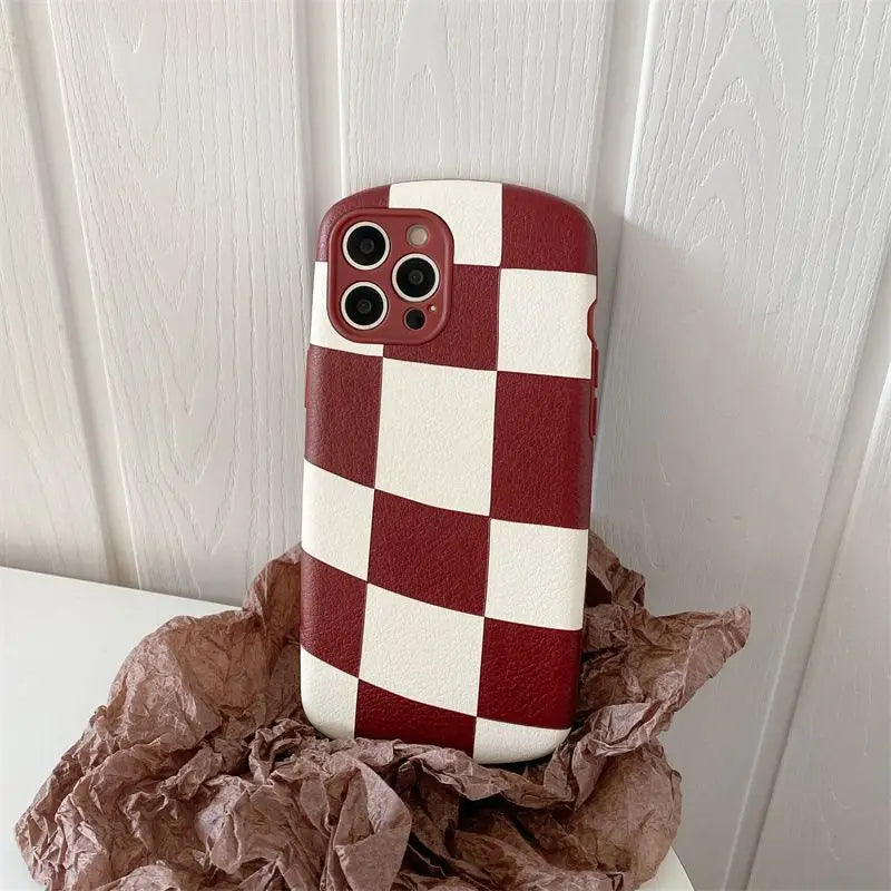 Asymmetrical Plaid Phone Case - iPhone 13 Pro Max / 13 Pro / 13 / 12 Pro Max / 12 Pro / 12 / 11 Pro Max / 11 Pro / 11 / XS Max / XR / XS / X / 8 Plus / 7 Plus-5