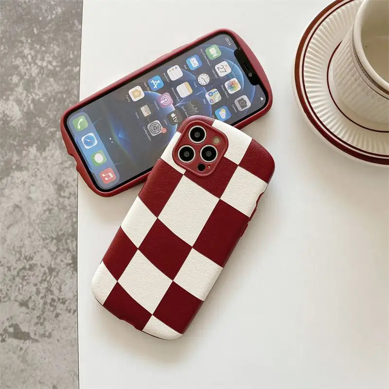 Asymmetrical Plaid Phone Case - iPhone 13 Pro Max / 13 Pro / 13 / 12 Pro Max / 12 Pro / 12 / 11 Pro Max / 11 Pro / 11 / XS Max / XR / XS / X / 8 Plus / 7 Plus-10