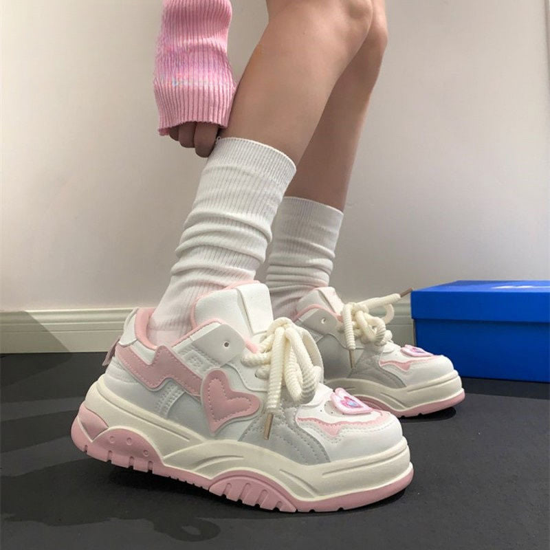 Cute Pink Heart Sneakers MK Kawaii Store