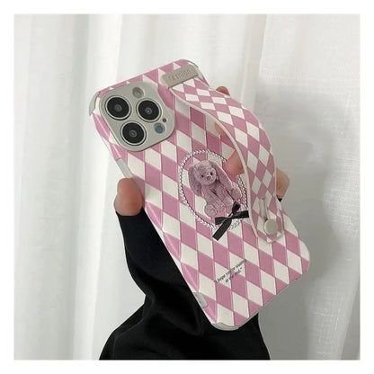 Bear Argyle Hand Strap Phone Case - Samsung-10
