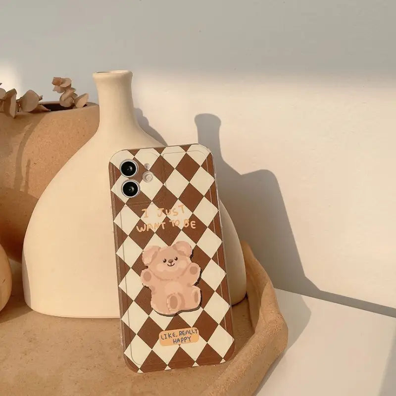 Bear Argyle Phone Case - iPhone 12 Pro Max / 12 Pro / 12 / 12 mini / 11 Pro Max / 11 Pro / 11 / SE / XS Max / XS / XR / X / SE 2 / 8 / 8 Plus / 7 / 7 Plus-15