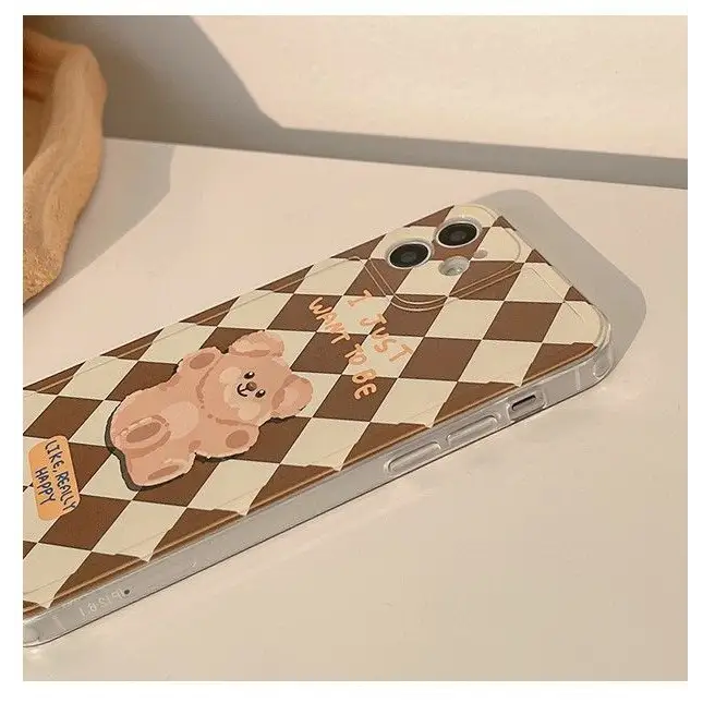 Bear Argyle Phone Case - iPhone 12 Pro Max / 12 Pro / 12 / 12 mini / 11 Pro Max / 11 Pro / 11 / SE / XS Max / XS / XR / X / SE 2 / 8 / 8 Plus / 7 / 7 Plus-7